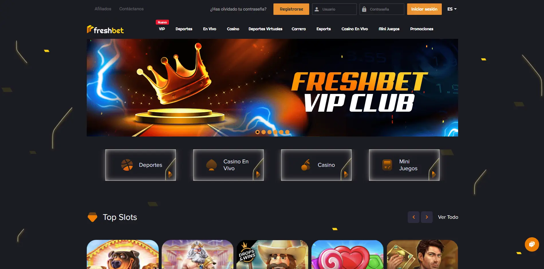 freshbet main menu