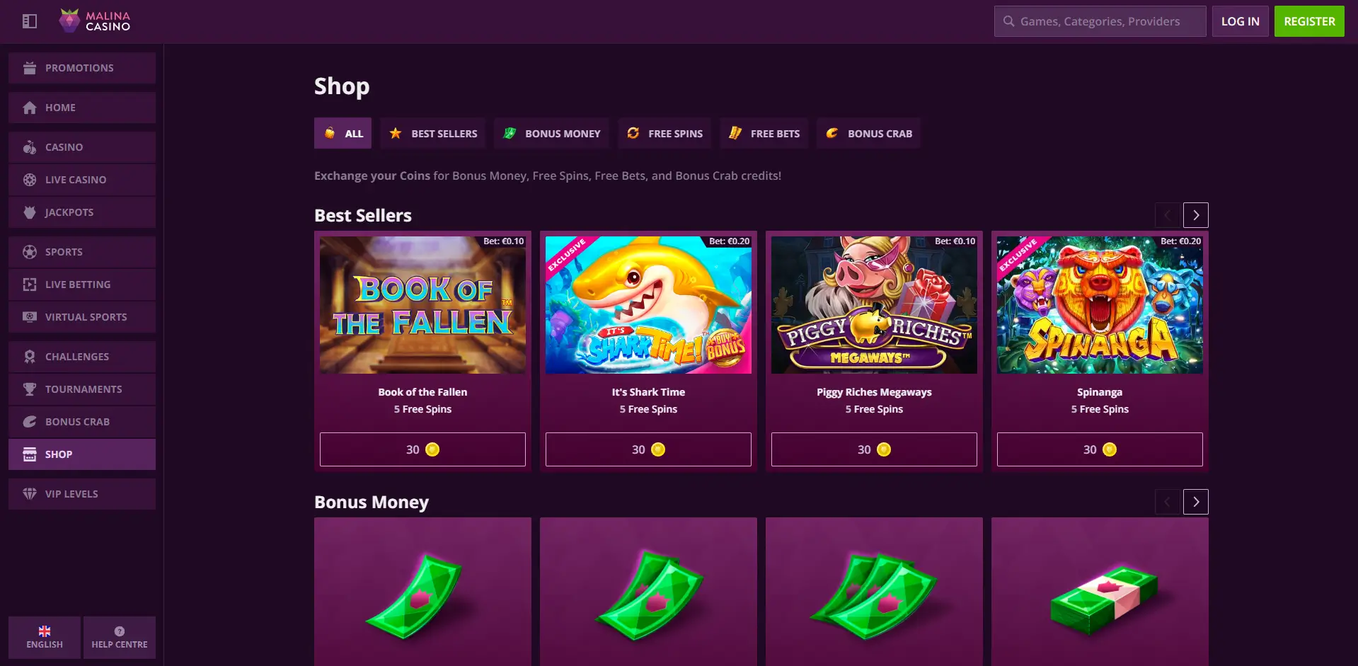 malina casino shop